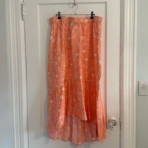 INC Hi-Low Peach Floral Skirt Size XL